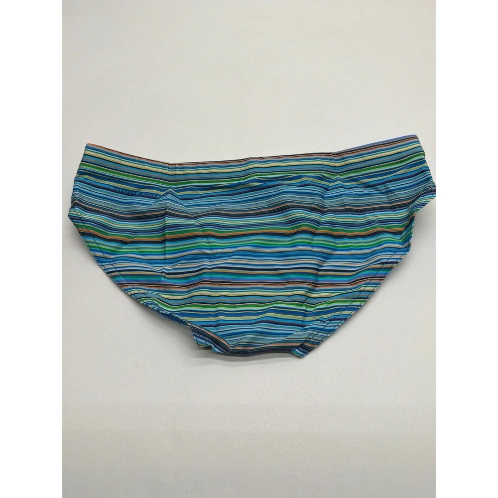 Todd Sanfield Blue Vibrant Striped Deep Swim Brief FR5158‎ Mens XS NEW